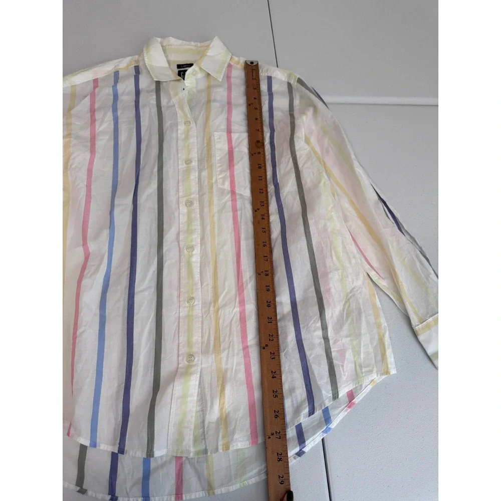 Gap The Big Shirt Pastel Rainbow Stripe Cotton Button Down Oversized Small pp - Picture 8 of 8